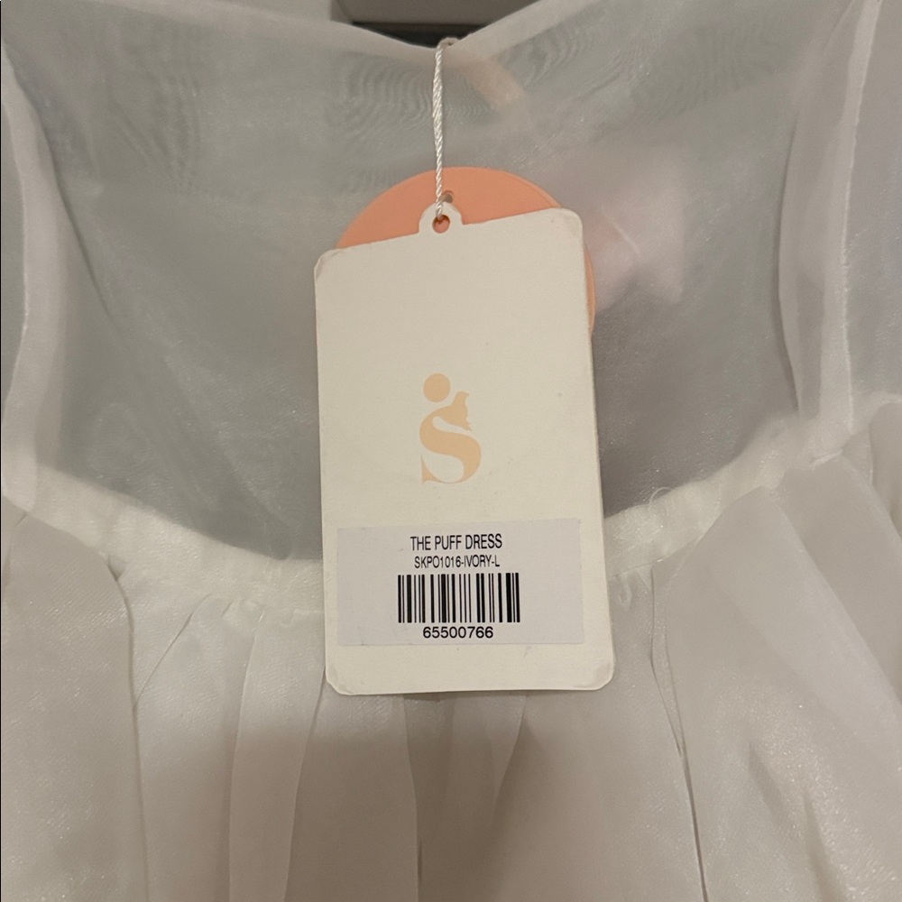 Selkie puff sleeve dress Ivory - Picture 2 of 2